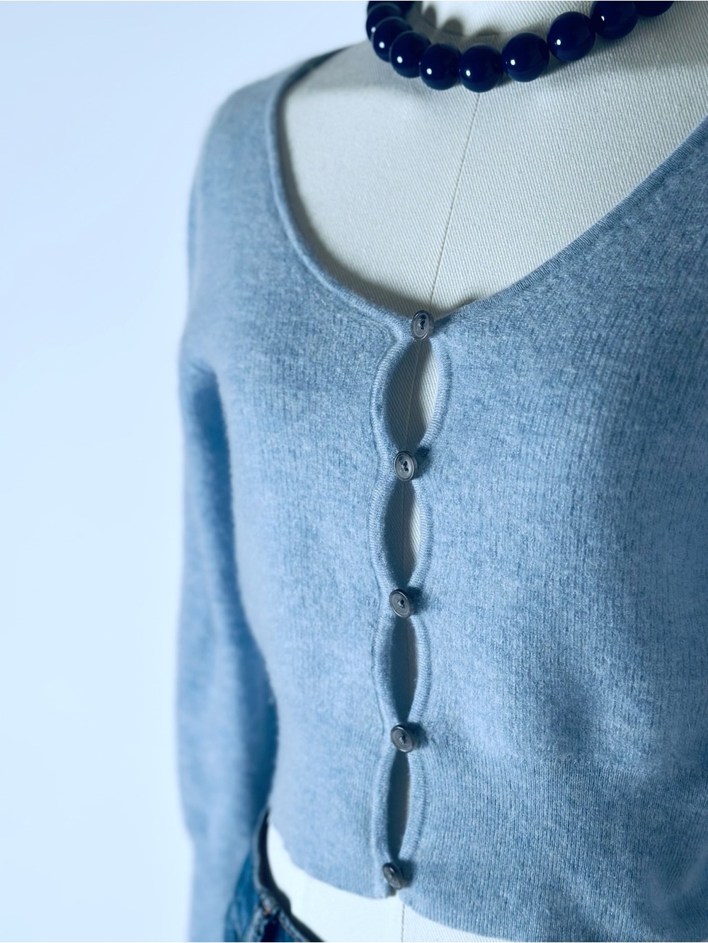 J.Crew Collection 100% Cashmere Cropped Cardigan Women’s XS Light Blue - Picture 6 of 13